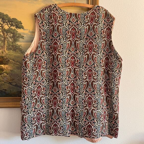 Vintage 70s bohemian tapestry handmade vest paisley maximalist boho opulent chic - Picture 1 of 8